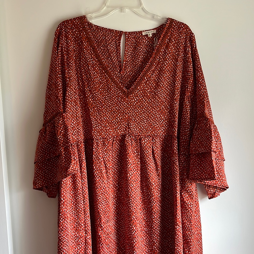 JodiFL Dress Bell Sleeves Ruffle
